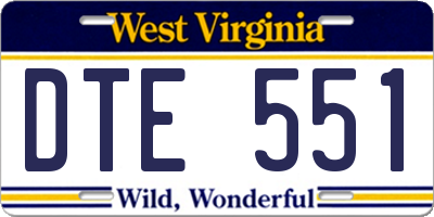 WV license plate DTE551