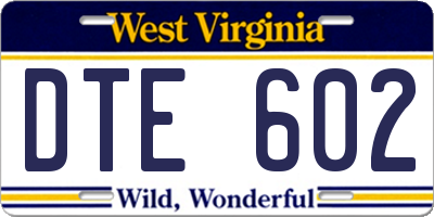 WV license plate DTE602