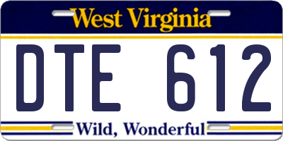 WV license plate DTE612