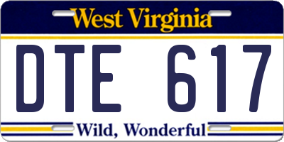 WV license plate DTE617
