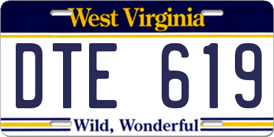 WV license plate DTE619
