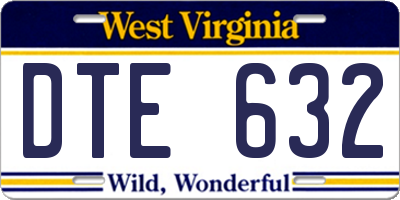 WV license plate DTE632