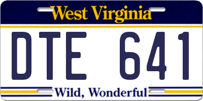 WV license plate DTE641