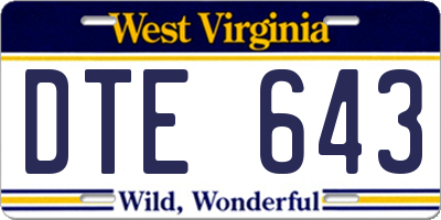 WV license plate DTE643