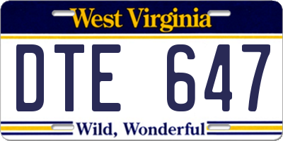 WV license plate DTE647