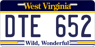 WV license plate DTE652