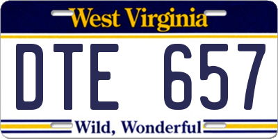 WV license plate DTE657
