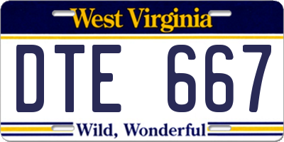 WV license plate DTE667