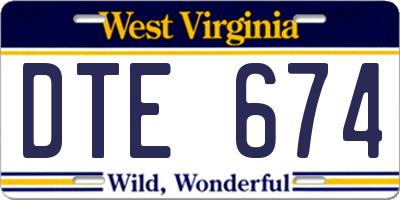 WV license plate DTE674