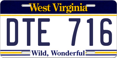 WV license plate DTE716