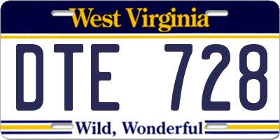 WV license plate DTE728
