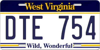 WV license plate DTE754