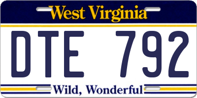 WV license plate DTE792