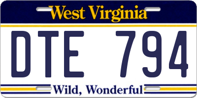 WV license plate DTE794