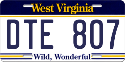 WV license plate DTE807