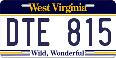 WV license plate DTE815
