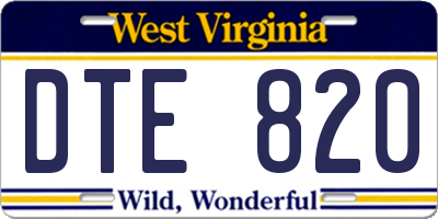 WV license plate DTE820
