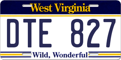 WV license plate DTE827