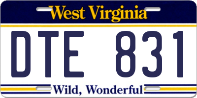 WV license plate DTE831