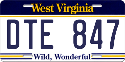 WV license plate DTE847