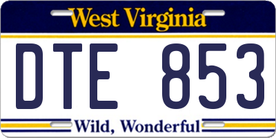 WV license plate DTE853