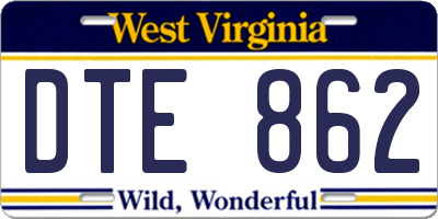 WV license plate DTE862