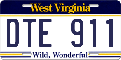 WV license plate DTE911