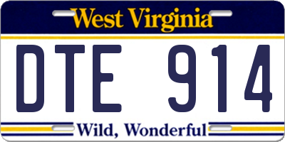 WV license plate DTE914