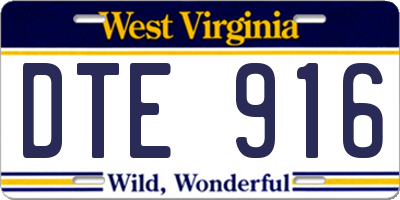 WV license plate DTE916