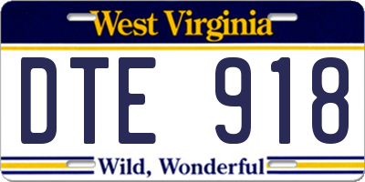 WV license plate DTE918