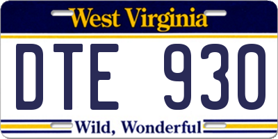 WV license plate DTE930