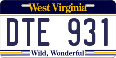 WV license plate DTE931