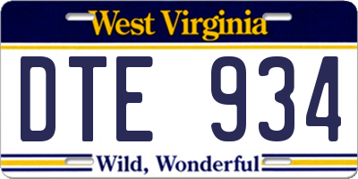 WV license plate DTE934