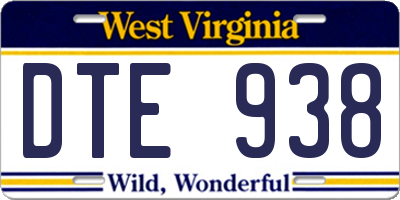 WV license plate DTE938
