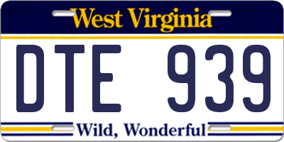 WV license plate DTE939