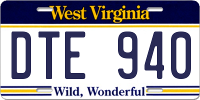 WV license plate DTE940