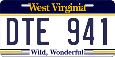 WV license plate DTE941