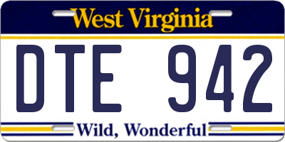 WV license plate DTE942