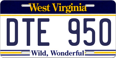 WV license plate DTE950