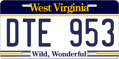 WV license plate DTE953