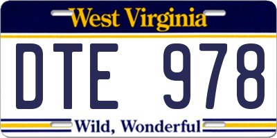 WV license plate DTE978
