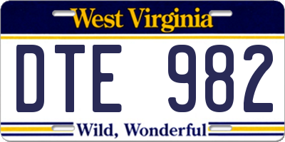 WV license plate DTE982