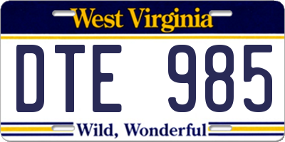 WV license plate DTE985