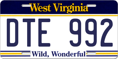 WV license plate DTE992