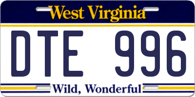 WV license plate DTE996