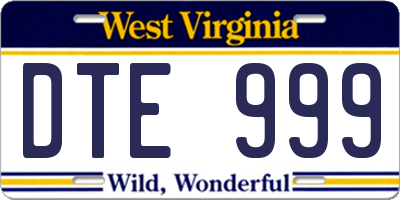WV license plate DTE999