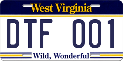 WV license plate DTF001