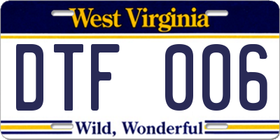 WV license plate DTF006