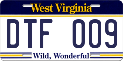 WV license plate DTF009