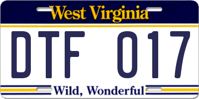 WV license plate DTF017